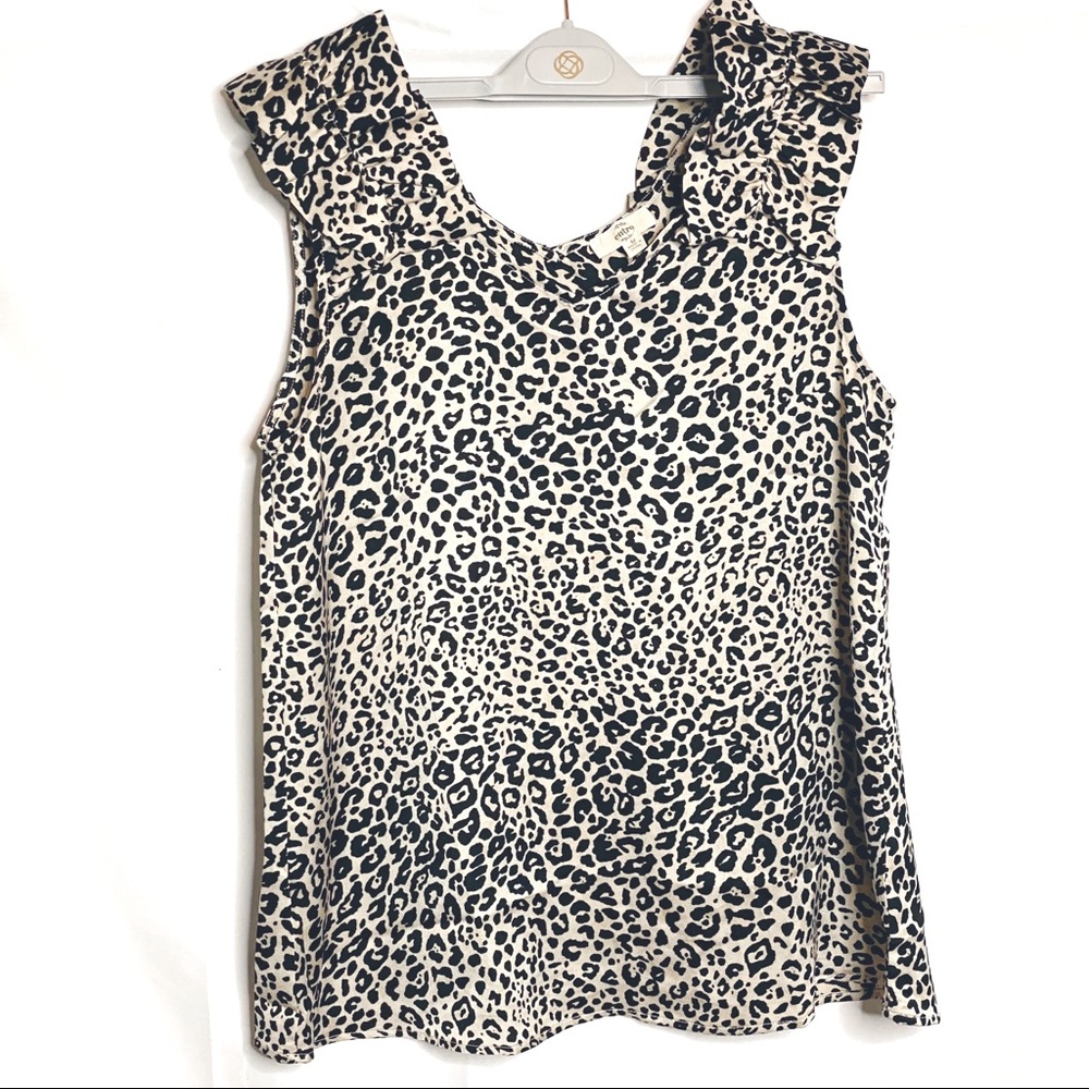 Entro Leopard print blouse with ruffle sleeve Size M